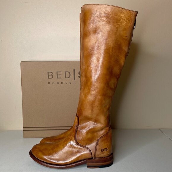 BED STU Tess Rustic Tan Distressed Tall Leather Riding Boots BedStu Size 7.5 - Picture 4 of 16